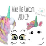 Alice the Unicorn Crochet Pattern Add On (Ears, Horn, 4 types of eyes, nose, mane)