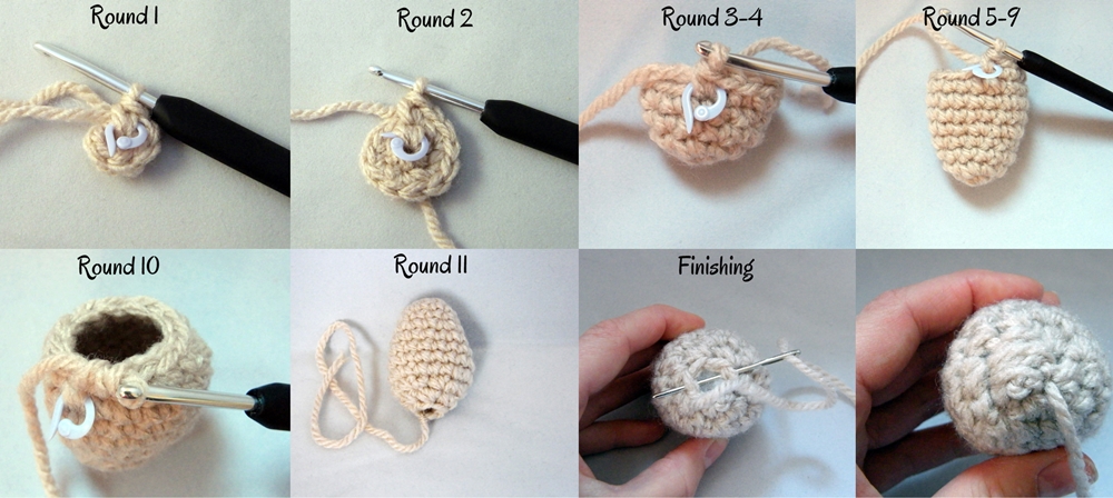 Step by step Photo Tutorial How to Make a head of Crochet Reindeer Christmas Ornament
