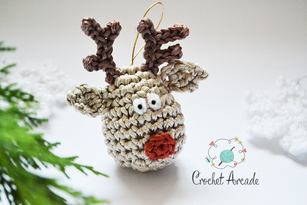 Crochet Reindeer Christmas Tree Hanging Ornament Free Crochet Pattern
