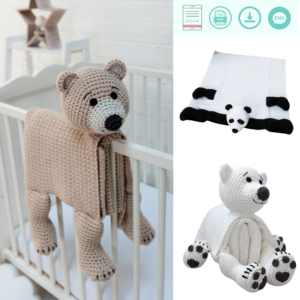 Bear trio cuddle and play blanket toy crochet pattern